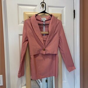 Haute Monde Mauve Pink Textured Cropped Blazer & Mini Skirt Set - Size S